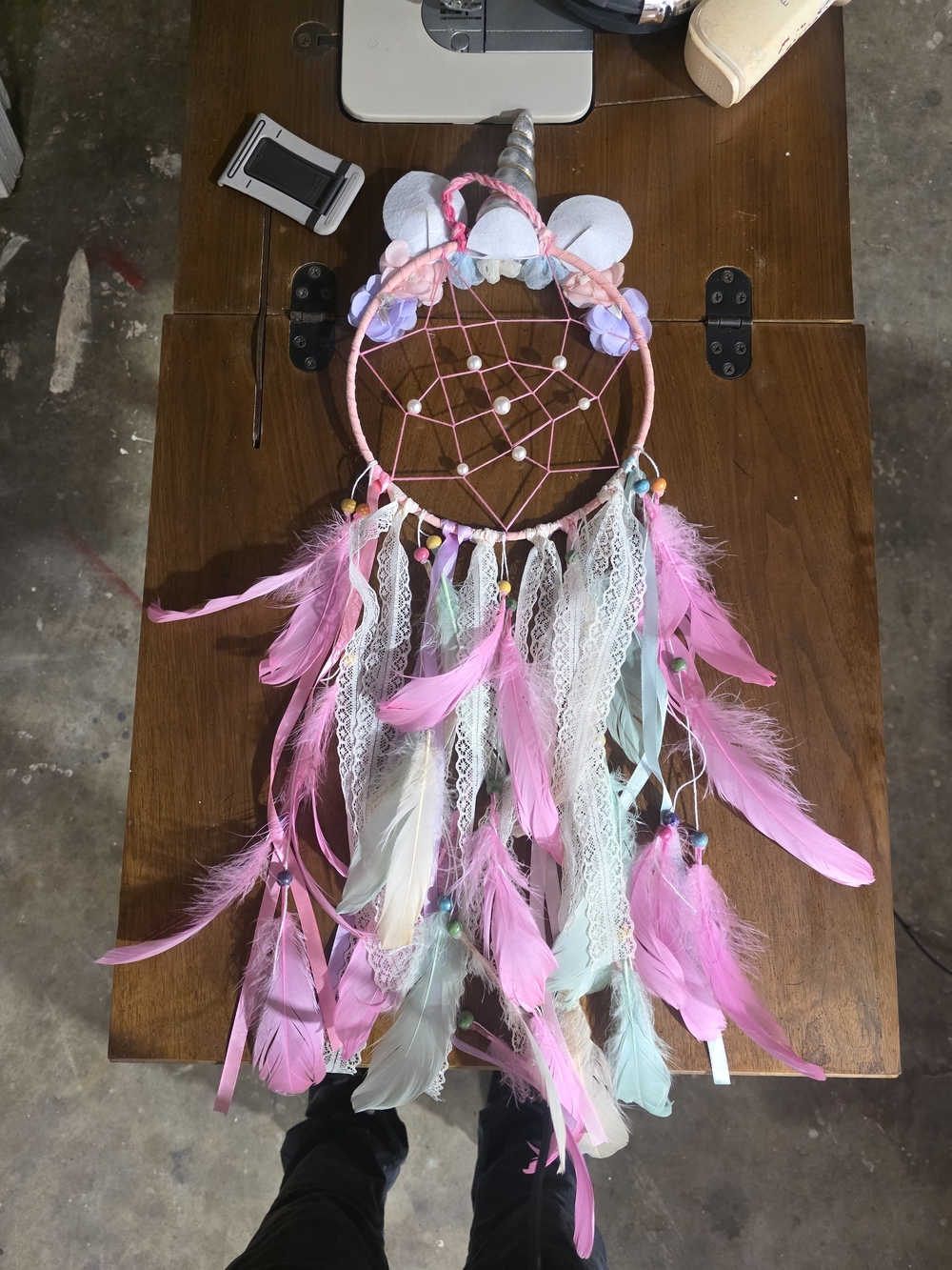 Unbranded Pink Unicorn Dreamcatcher Wall Hanging for Kids